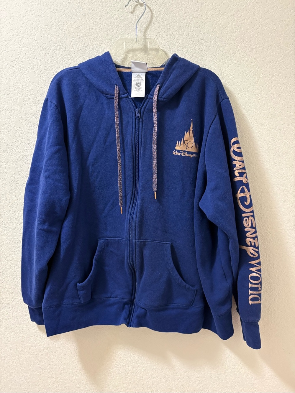 Walt Disney World Parks 50th Anniversary Royal Blue Zip Hoodie. Size 3X PO